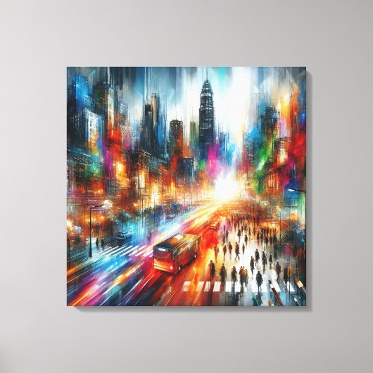 Urban Mirage: Abstraktes Stadtbild Leinwanddruck (Vorderseite)