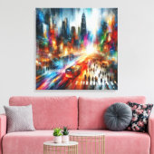 Urban Mirage: Abstraktes Stadtbild Leinwanddruck (Insitu (Wohnzimmer))
