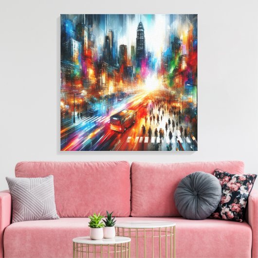 Urban Mirage: Abstraktes Stadtbild Leinwanddruck (Insitu (Wohnzimmer))