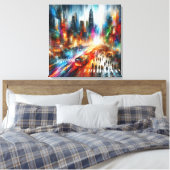 Urban Mirage: Abstraktes Stadtbild Leinwanddruck (Insitu (Schlafzimmer))