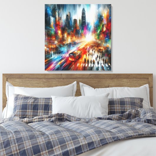 Urban Mirage: Abstraktes Stadtbild Leinwanddruck (Insitu (Schlafzimmer))