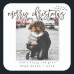 URBAN MODERN MERRY CHRISTMAS QUADRATISCHER AUFKLEBER<br><div class="desc">EIN SAUBERES,  MODERNES WEIHNACHTEN/NEUJAHRESDESIGN. TEIL EINER SAMMLUNG.</div>