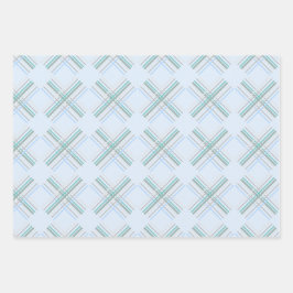 Urban Modern Tartan in Perl und Blau Geschenkpapier Set