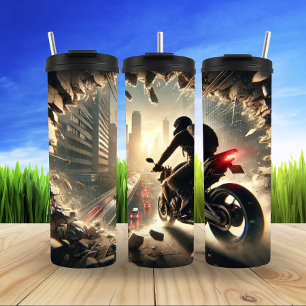 Urban Motorrad Abenteuer Freiheit und Geschwindigk Thermosbecher