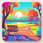 Urban Oasis Sunset Panorama Getränkeuntersetzer (Vorderseite)