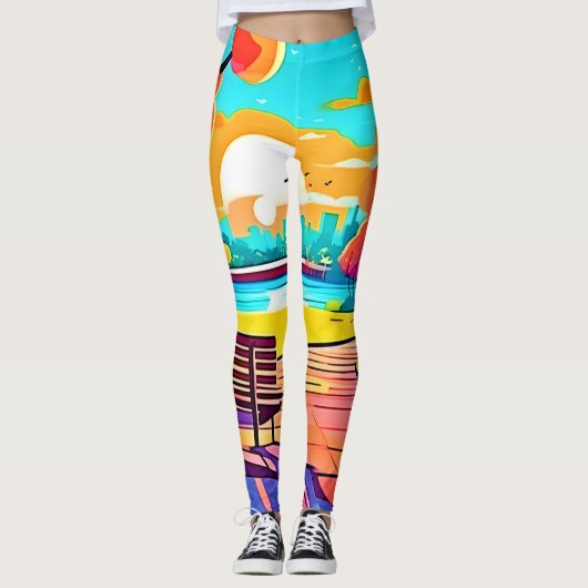 Urban Oasis Sunset Panorama Leggings (Vorderseite)