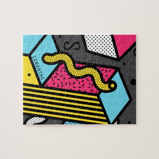 Urban Pop Art Abstrakt Geometric Cube Monogram Puzzle (Horizontal)