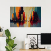 Urban Pulse – Abstract City In Vertical Rhythm Poster (Heimbüro)
