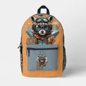 Urban Raccoon mit Adventure Vibes Bedruckter Rucksack (Vorderseite)
