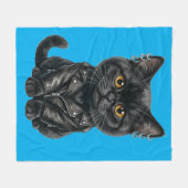 Urban Rap Katze in Ledermantel Fleece-Decke Fleecedecke (Vorderseite (Horizontal))