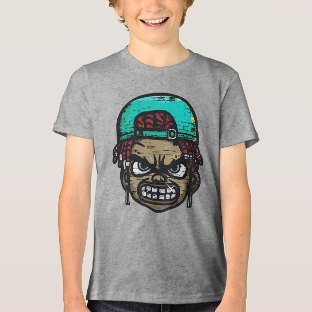 Urban Rebel: Graffiti Style Face Tri-Blend Shirt (Vorderseite)