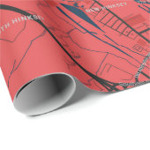 URBAN RED NAVY OXFORD UNIVERSITY UK KONTUR MAP GESCHENKPAPIER (Rolleneckpunkt)