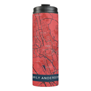 URBAN RED NAVY OXFORD UNIVERSITY UK KONTUR MAP THERMOSBECHER