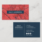 URBAN RED NAVY OXFORD UNIVERSITY UK KONTUR MAP VISITENKARTE (Vorne/Hinten)