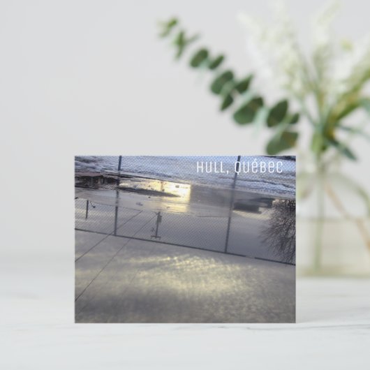 Urban Reflections Hull Quebec Canada Fence Clouds Postkarte (Stehend Vorderseite)