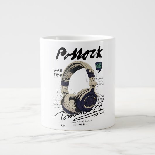 Urban Retro Headphone Vibe Illustration Jumbo-Tasse (Vorderseite)