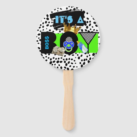 Urban Retro Hip Hop Baby Shower BOY Fächer (Vorderseite)