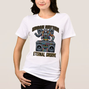Urban Rhythm Eternal Groove Robot DJ Grafik T-Shir Tri-Blend Shirt