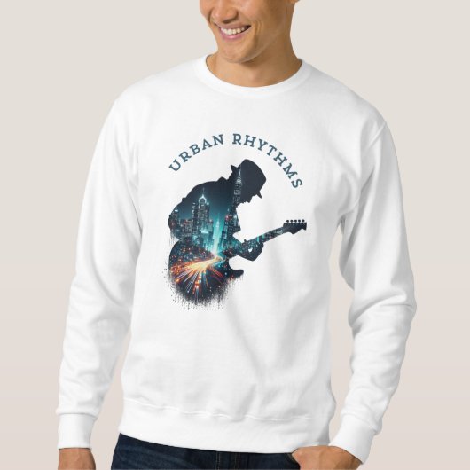 Urban Rhythms - Cityscape Gitarre Musik Herren Hoo Sweatshirt (Vorderseite)