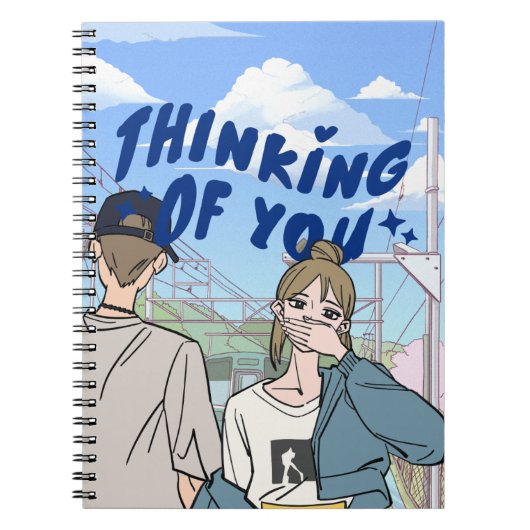 Urban Romantic Couple Notebook Cover Cartoon Notizblock (Vorderseite)
