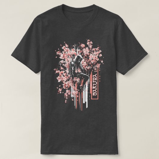 Urban Samurai Unter Sakura Hemd Moderner Krieger C T-Shirt (Design vorne)