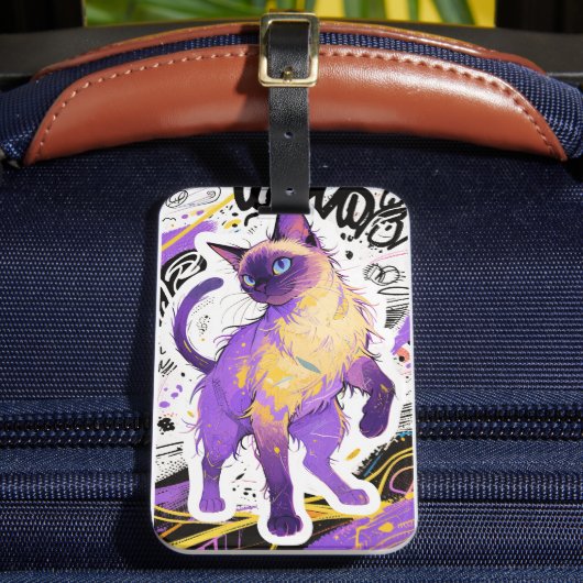 Urban Siamese Cat Luggage Tag Gepäckanhänger (Vorderseite Insitu 2)