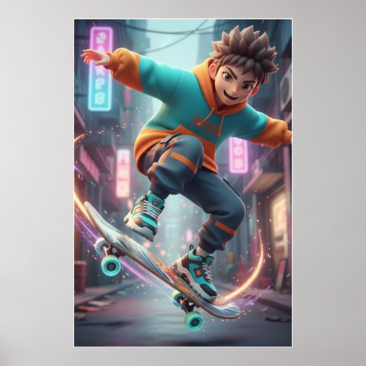 Urban Skater Kid – Street Style Poster Art (Vorne)