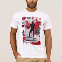 Urban Skater - Red Grunge Street Art T - Shirt