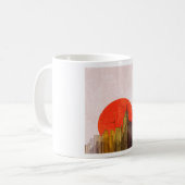 Urban Skyline mit Red Sun Grunge City Kaffeetasse (Vorderseite Links)