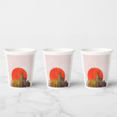 Urban Skyline mit Red Sun Grunge City Pappbecher