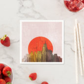Urban Skyline mit Red Sun Grunge City Serviette (Beispiel)