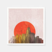 Urban Skyline mit Red Sun Grunge City Serviette (Vorderseite)