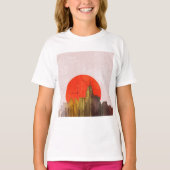 Urban Skyline mit Red Sun Grunge City T-Shirt (Vorderseite)