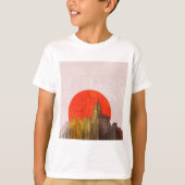 Urban Skyline mit Red Sun Grunge City T-Shirt (Vorderseite)