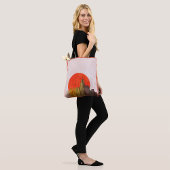 Urban Skyline mit Red Sun Grunge City Tasche
