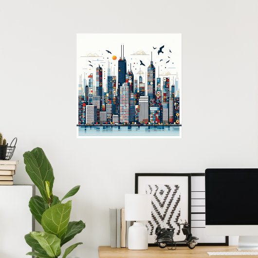 Urban Skyline Poster (Heimbüro)