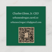 Urban Soul Vegan   Quadratische Visitenkarte (Rückseite)