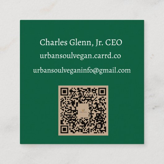 Urban Soul Vegan   Quadratische Visitenkarte (Rückseite)