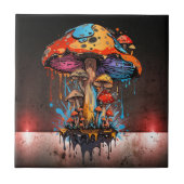 Urban Steampunk Vibes - Artistic Groovy Mushrooms Fliese (Vorderseite)
