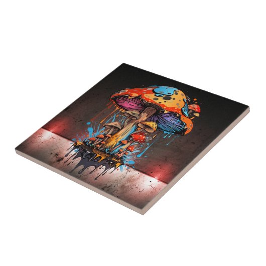 Urban Steampunk Vibes - Artistic Groovy Mushrooms Fliese (Seite)