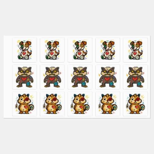 Urban Stitch Trio — Sticker-Packung Etiketten (Blatt)