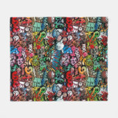 Urban Street art Graffiti-Muster Fleecedecke (Vorderseite (Horizontal))