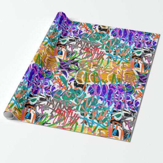 Urban Street Art Graffiti Muster Wrapping Paper Geschenkpapier (Ungerollt)
