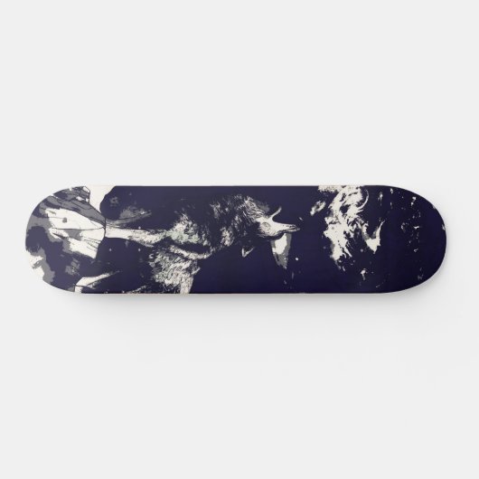 Urban Street Art Inspiriert Gray Wolf Howling Wide Skateboard (Horizontal)