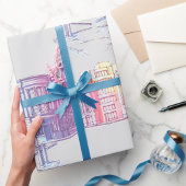 Urban Street Illustration Wrapping Paper Geschenkpapier