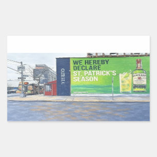 Urban Street Szene mit St. Patrick's Season Mural Rechteckiger Aufkleber