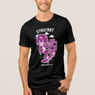 Urban Streetart - Katze auf dem Skiboard Tri-Blend Shirt