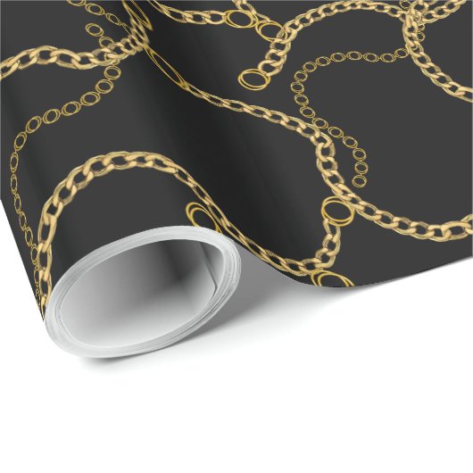 Urban Streetstyle Gold Chains Pattern Geschenkpapier (Rolleneckpunkt)