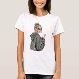 Urban Streetwear Mädchen in übergroßer Kapuzenjack T-Shirt