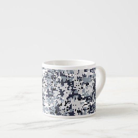 Urban Style Silver Gray Digital Camouflage Espressotasse (Vorderseite Rechts)